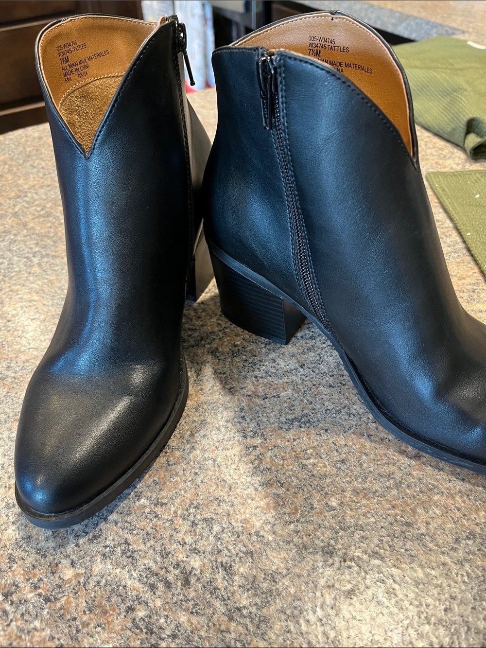 White Mountain Black V-Cut Ankle Booties with Side Zip
